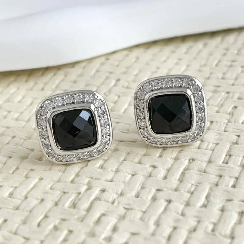 HSC DY Cable Classics Earrings in Sterling Silver with Amethyst and Pave Diamonds at Ahee Jewelers