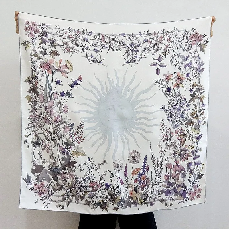 2025 Pure 100% Silk Scarf Luxury Brand Twill Scarfs Handrolled Edge Shawls Bandanas Hijab Square Twill Head Neck Scarves Shawls