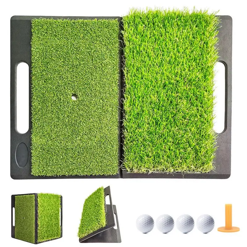 

Collapsible 2-in-1 Golf Mat With Long Short Grass Chip Portable Golf Hitting Mat Swing Pad For Golf Daily Training And Practice