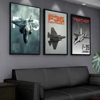 ⁦لوح قماشية جدارية فاخرة لطائرة F-35 المقاتلة | Luxury F-35 Fighter Canvas Wall Art Poster⁩ - الصورة ⁦4⁩