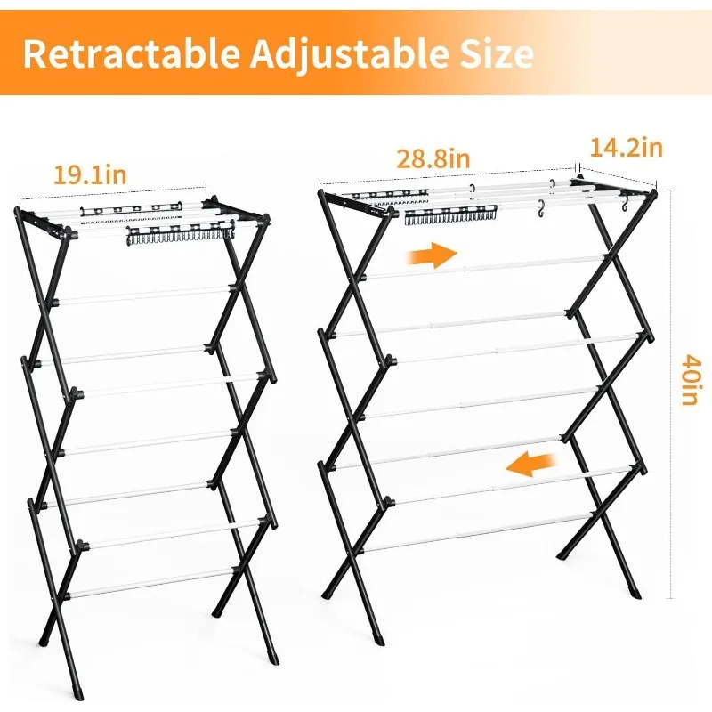 Foldable Drying Rack Clothing, Clothes Drying Rack Collapsible Indoor, Dryers for Laundry - 40" x 28.8" x 14.2", Space Saving 4