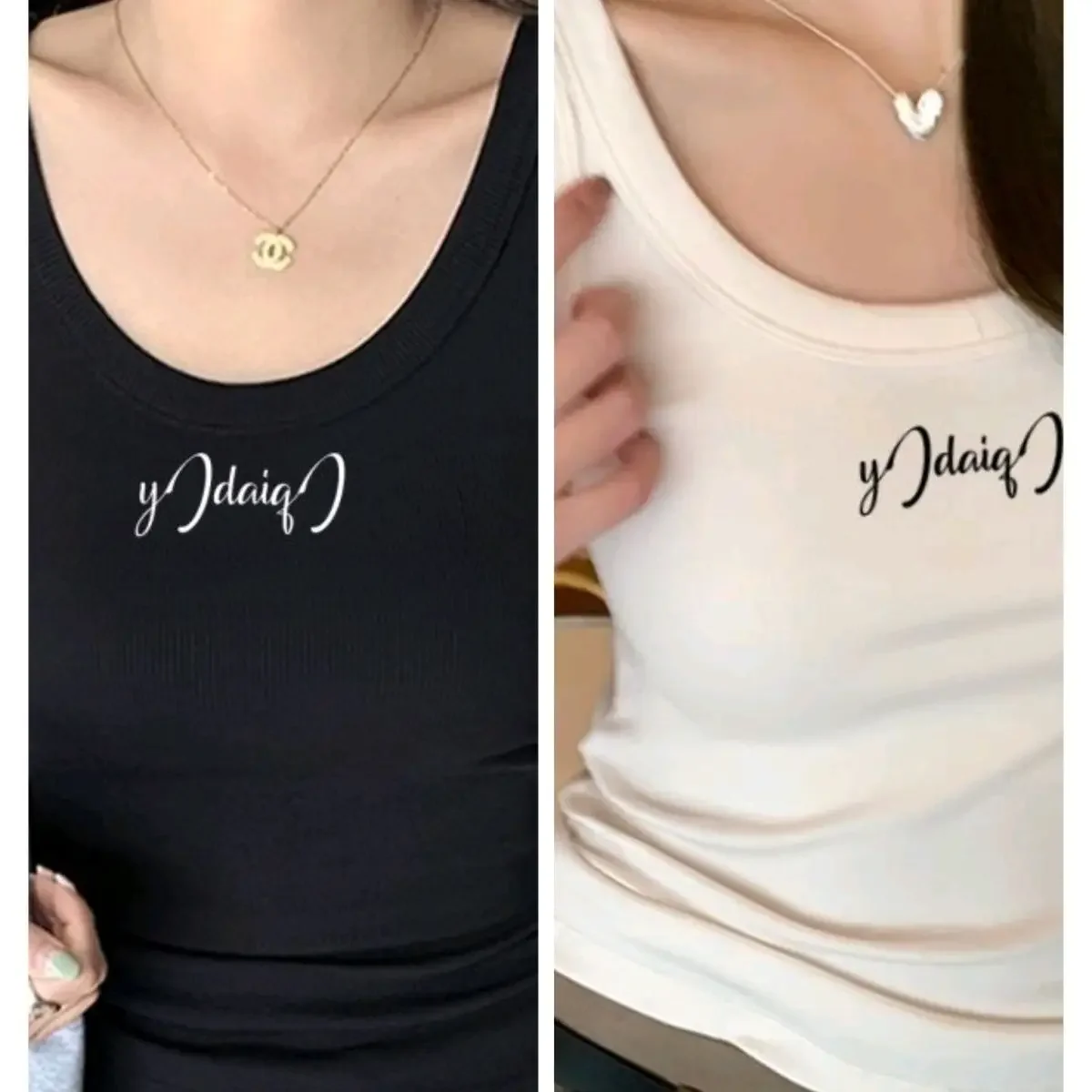 Women Summer Slim Fit Popular Bottom Short Solid Color Crew Neck Knitted Spice Girl Sleeveless New Vest Sweet and Fashion