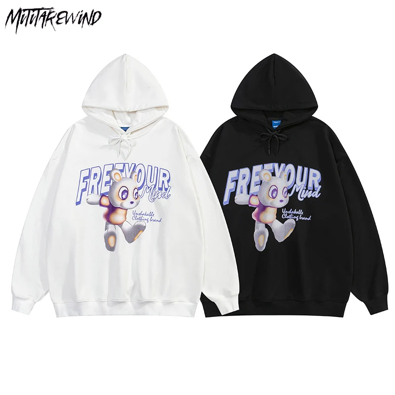 

Casual Loose New Sweatshirts Couple Long Sleeve Pullover Hooded Graphic Print Streetwear Oversized Harajuku Korean Hoodies