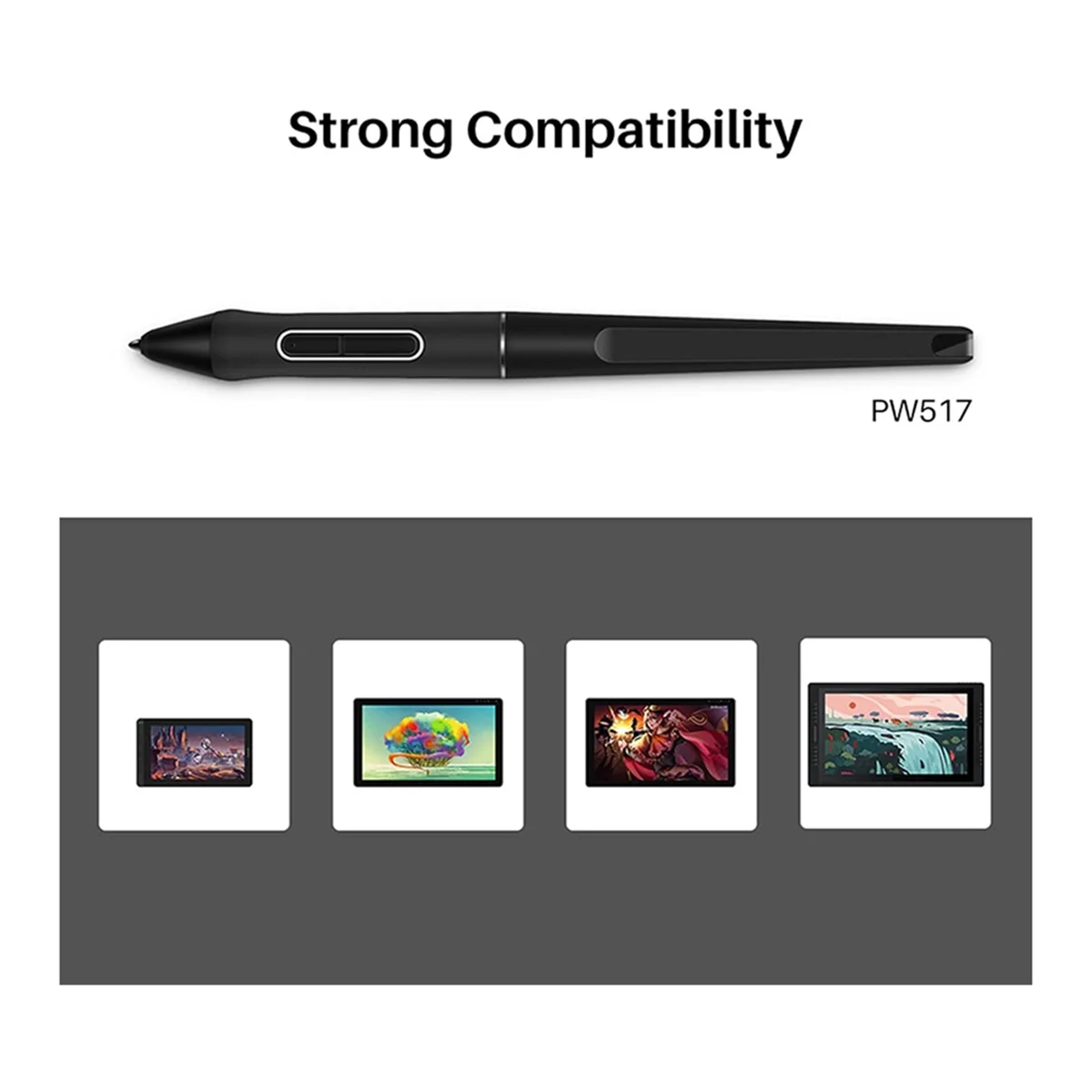 PW517 Digital Stylus Pen + 10-Pack Replacement Pen Nibs for Huion Kamvas 13, Kamvas Pro 24, 22 Plus Battery-Free