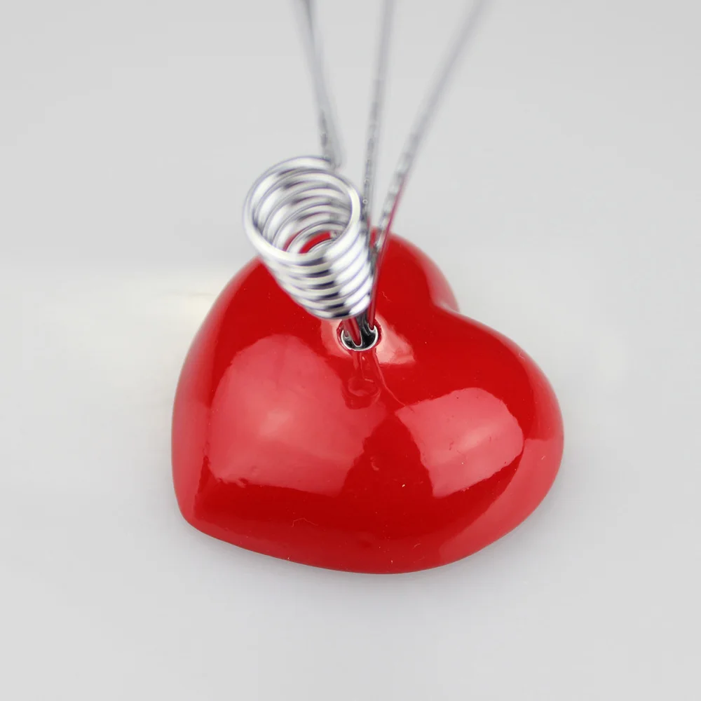 Photo Card Holder Red Heart Base 4 Heart Wire Clip Multi Message Memo Picture Clamp Table Place Card Wedding Favo Decoration plastic clips monitor memo board clip