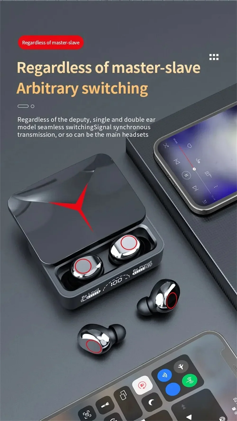 Bluetooth 5.3 Touch Control Gamer Headset Wireless Earphones HiFi Stereo Noise R