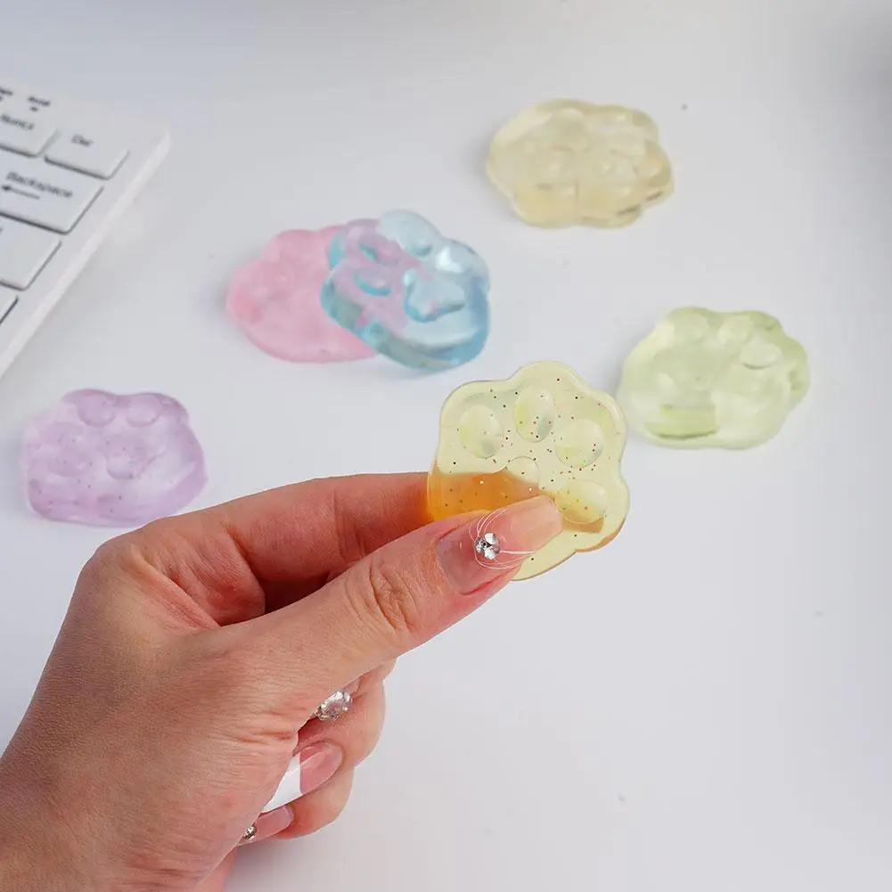 

Mini Cat Paw Transparent Fidget Toy Ice Block Stress Squeeze Stress Relief Kids Toy Ball Gifts Toy U5N9
