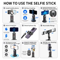 Selfieshow P02 Gimbal 360 Rotation AI Automatic Tracking Shooting Stabilizer Detachable Phone Clip Mini Selfie Stick PhoneHolder - Image 5