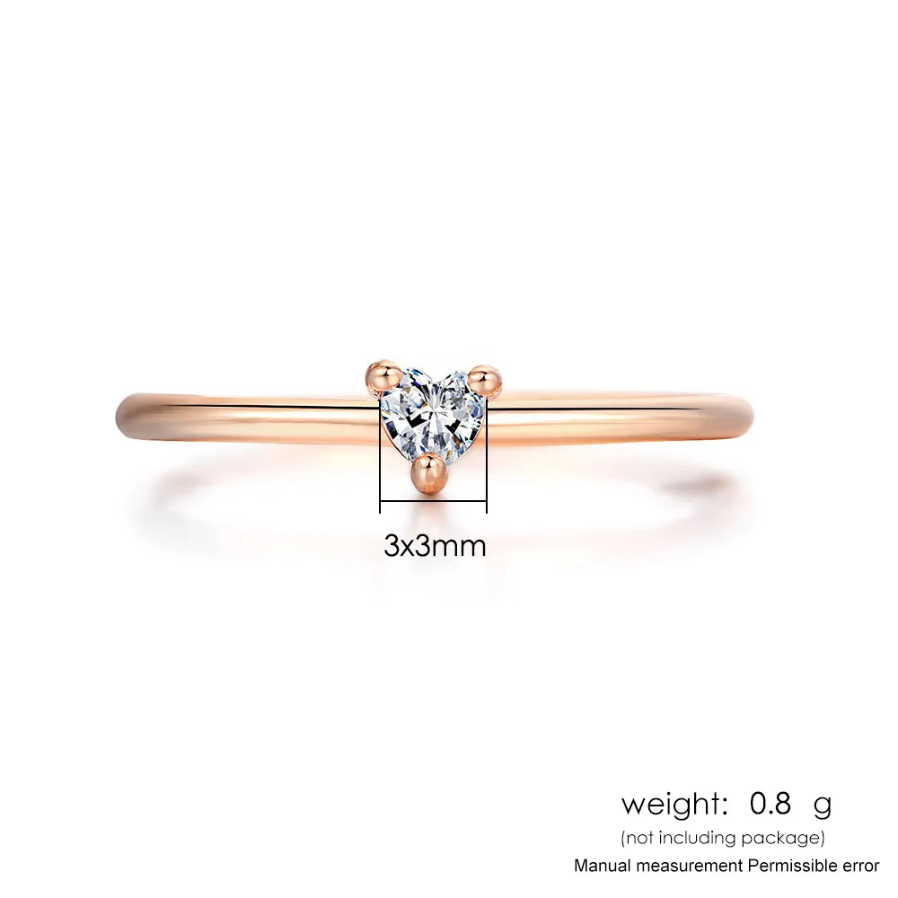 Doppelte faire Herzringe für Frauen, minimalistischer süßer Zirkonia, 3-farbig, dünner, zierlicher Fingerring, Party-Geschenk, Modeschmuck, KBR014 – Detail 1