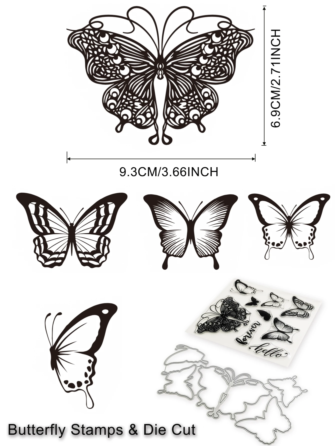 Alinacutle CLEAR STAMPS And Die Cuts Butterfly Set Scrapbook Card Album Paper Craft Rubber Transparent Silicon Clear Stamp