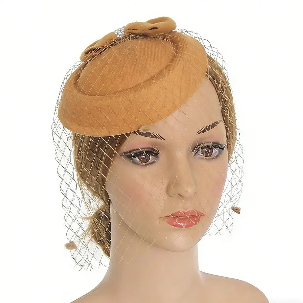 Eleganter Federblumen-Damen-Vintage-Hut mit Stirnband, Netzbanden und Filz-Stirnband, Fascinator-Kappen, Kopfschmuck für Damen, Make-up, Abschlussball – Detail 3