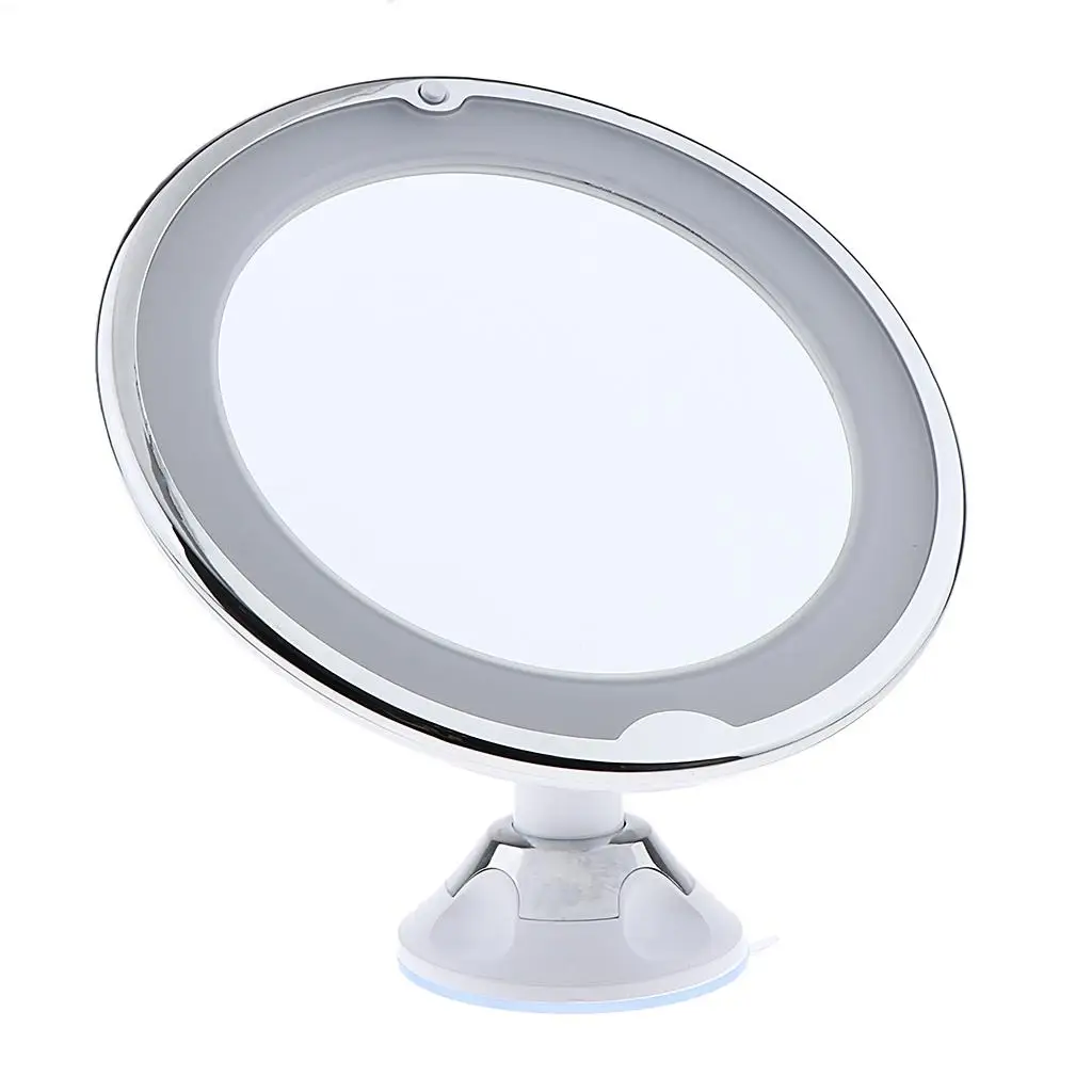 360&deg; Swivel Wall Suction 10X Magnified LED Bathroom Makeup Mirror with Lights