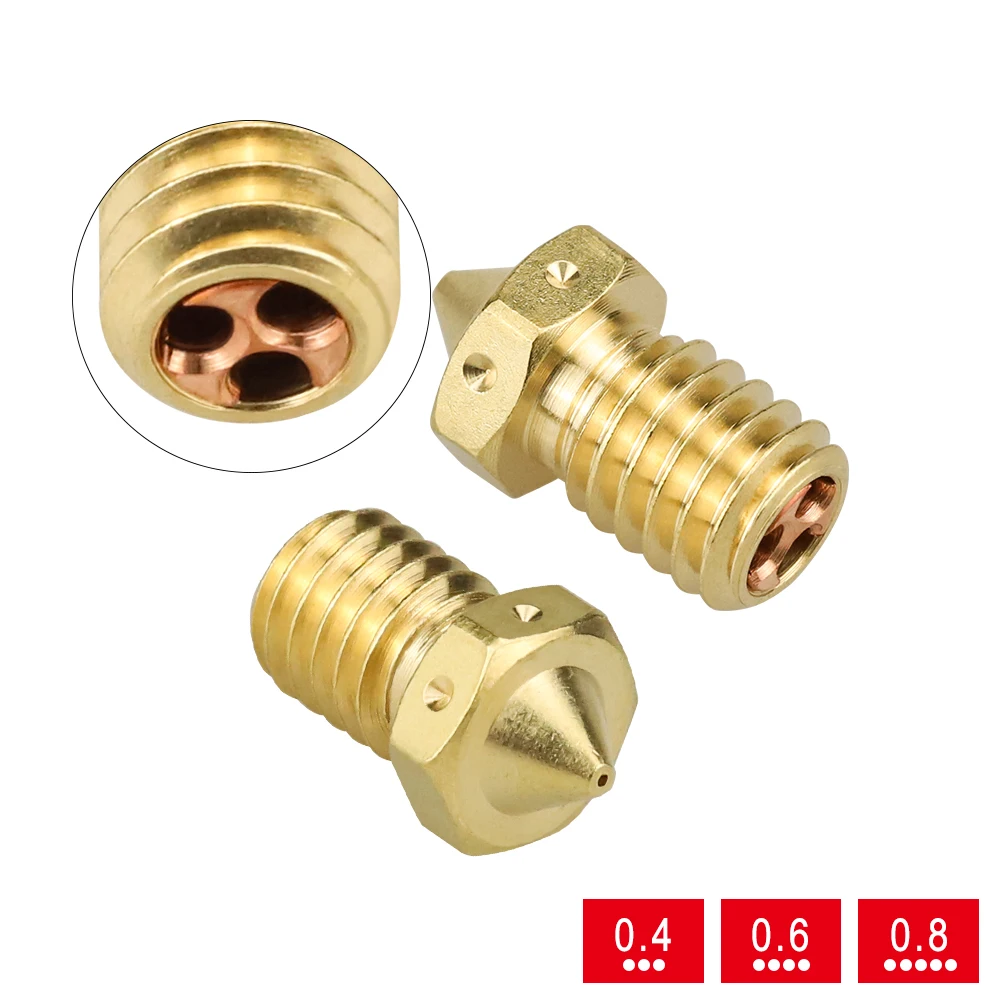 

3pcs 3D Printer Nozzle for 1.75mm Filament E3DV6 Clone-CHT Tip Nozzles Brass Copper Print Head 0.4mm 0.6mm 0.8mm High Flow