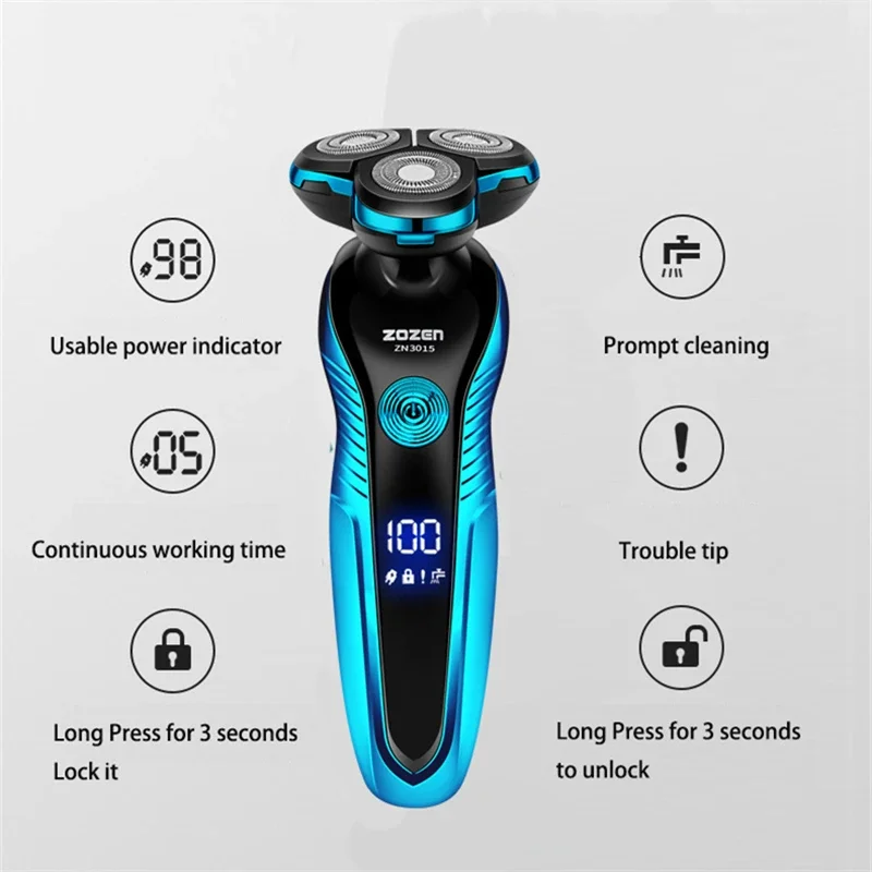 Electric Shaver Beard Trimmer Electric Shaver Rechargeable Electric Razor Hair Clipper Cutting Shaving Machine for Men Beard Trimmer Wet-Dry Dual Use