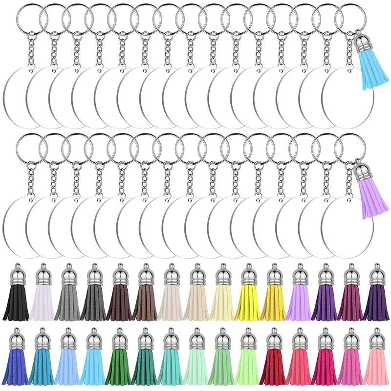 

Clear Discs Circles Colorful Tassel Pendant Jump Rings for Vinyl Crafting Kit