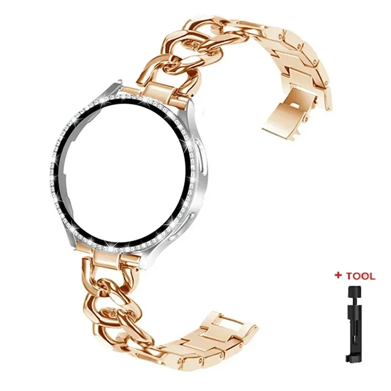 Elegant Bling Case with Metal Chain Strap & Screen Protector