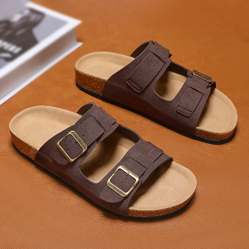 Men Beach Flip Flops Slippers Classic Roman Brown Mens Casual Sandals Comfortable Outdoor Walking Shoes