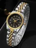 1pcs Women's Fashion Round Room Gold Steel Band Quartz Wristwatch 5