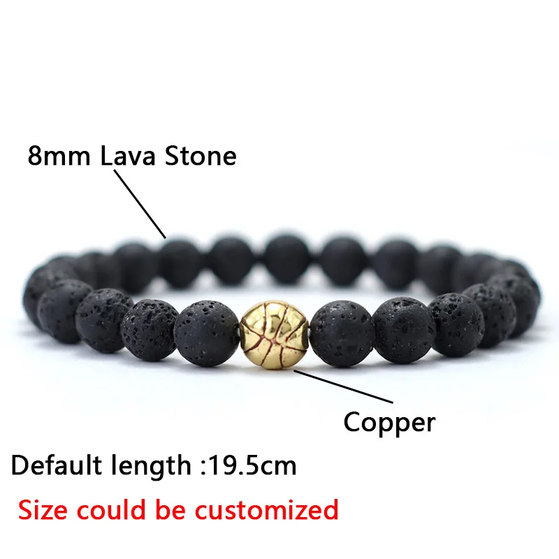 Men Natural Lava Onyx Tiger Eyes Copper Beaded Bracelet