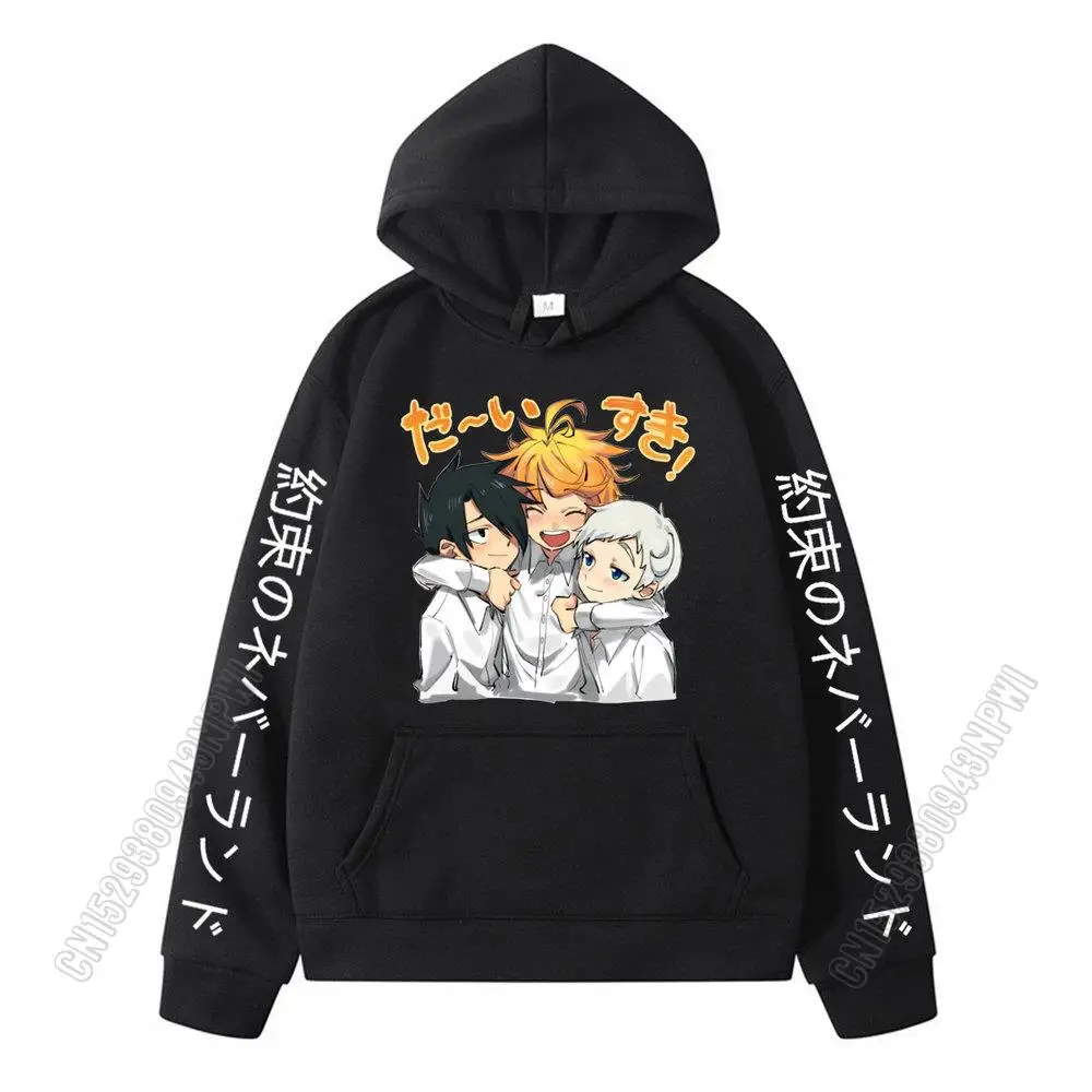 

The Promised Neverland Hoodies Sweatshirt Men Harajuku Japanese Anime Emma Norman Ray Hoodies Sportswear Graphic Hooded Male