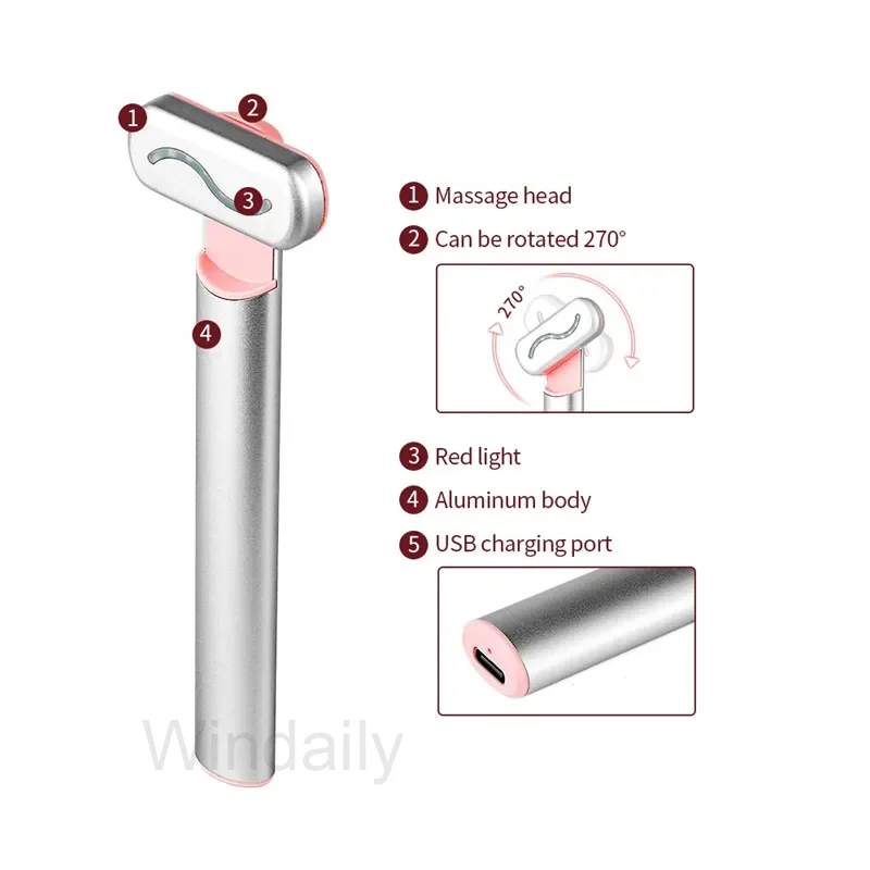 4-in-1 EMS Red Light Therapy Facial Wand Skin Tightening Anti-Aging Beauty Device Microcurrent Wrinkle Reduction Eye Massager eye massager skin tightening device