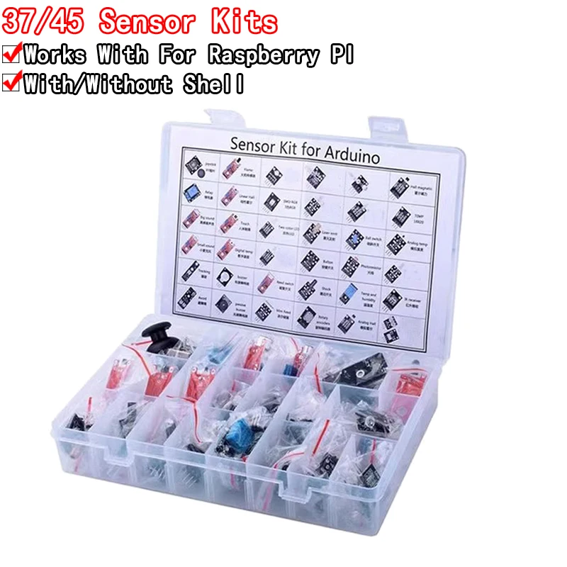 Para arduino 45 en 1 módulos de sensores Kit de inicio mejor que el kit de sensores 37 en 1 Kit de sensores 37 en 1 para UNO R3 MEGA2560