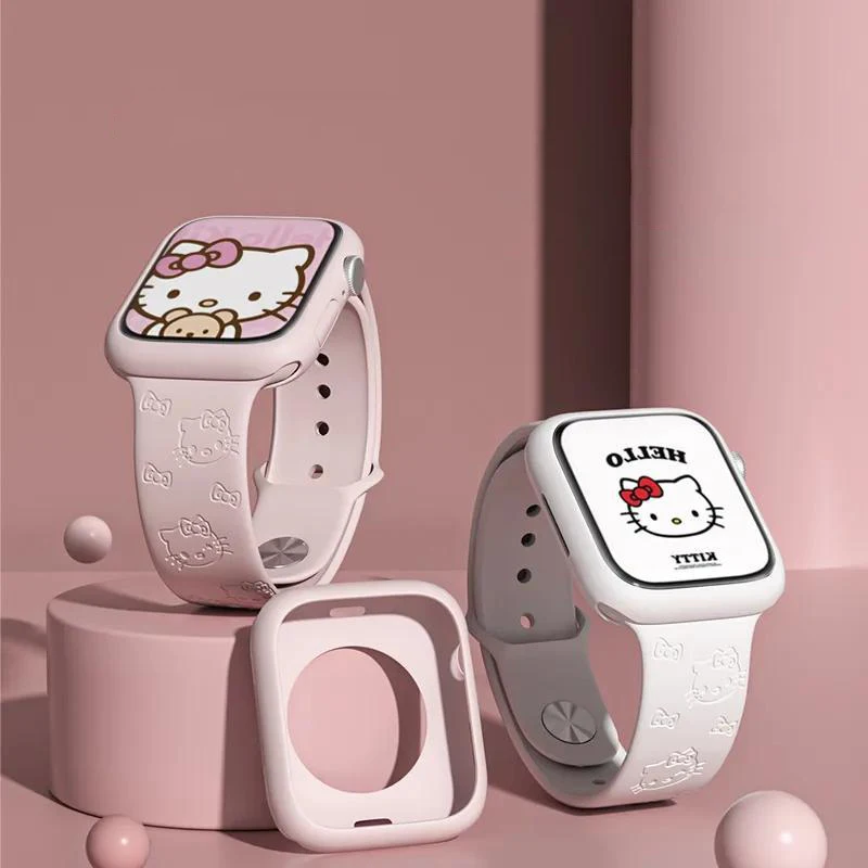 

High Face Value Anime Hello Kitty Apple Watch Strap Cartoon Cute for 38/40/41Mm 42/44/45/49Mm 3D Laser Engraving Watch Strap