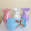 Flower Vase Nordic Plastic Vase Shatterproof Flower Vase with Ruffled Mouth Dried Flowers Holder with Bow for Home Decor 5