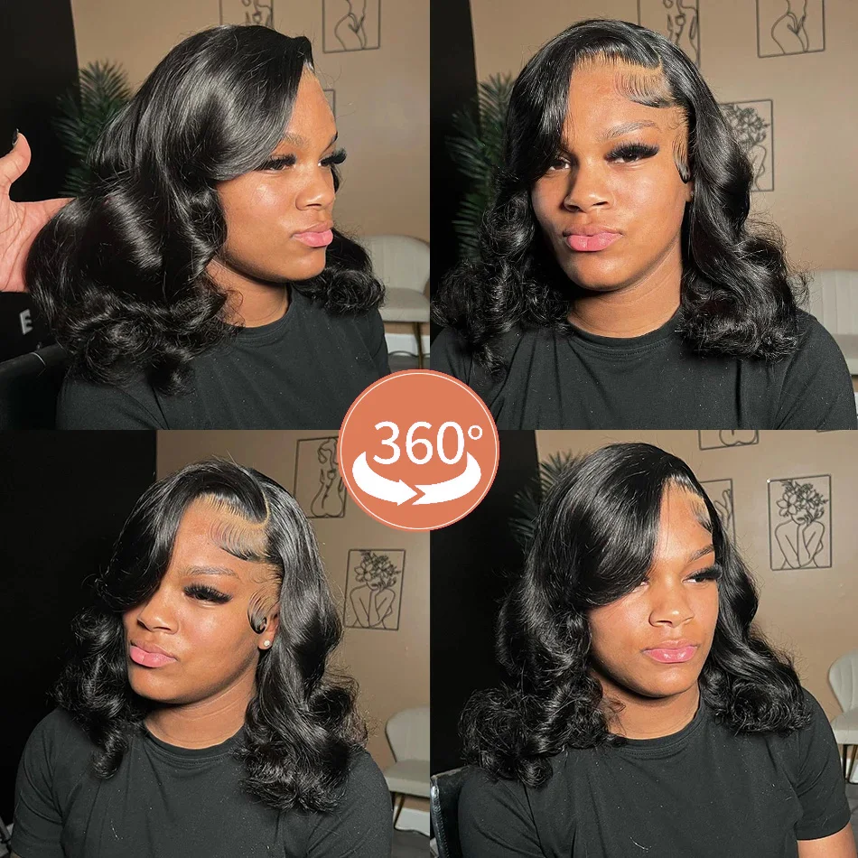 Body Wave Bob Wig 13x6 Transparent Lace Frontal Wig Brazilian Human Hair Wigs Virgin Remy Hair 13x4 Lace Closure Wig 250%