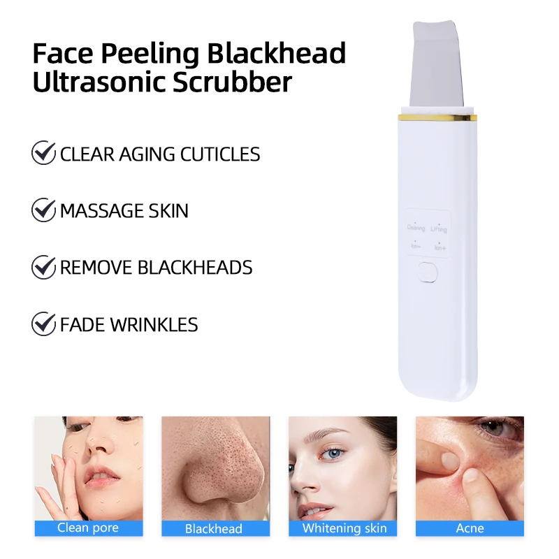 Face Lifting Exfoliating Cleaner Ultrasonic Skin Scrubber Peeling Blackhead Remover Deep Facial Massager Skin Scrubber Face