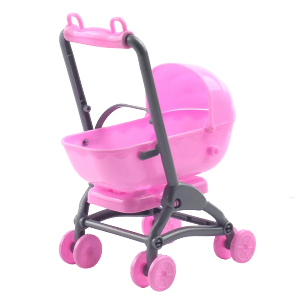 Wagon Simulação Mini Baby Carriage, Brinquedo de plástico, Móveis Modelo Girl para Bonecas, Carrinho Simulado, Mercearia