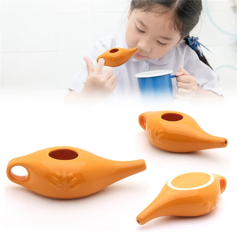 250Ml Ceramic Neti Pot Nose Cleaning Pot Durable Leakproof Spout for Nasal Rinsing Nose Washing Men and Women nasal rinsing pot