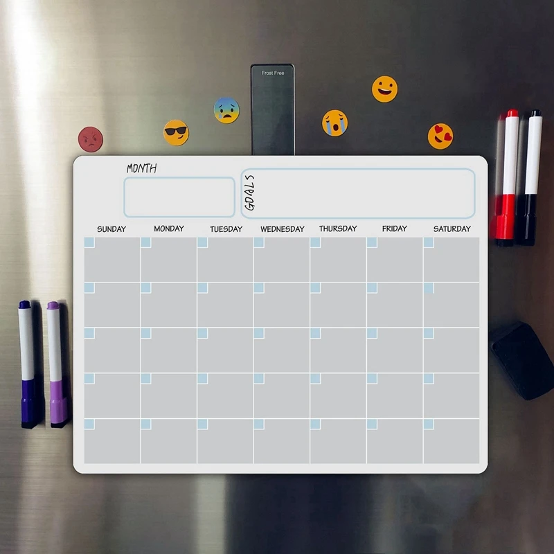 3X A3 Magnetic Whiteboard Dry Erase Calendar Set Whiteboard Weekly Planner For Refrigerator Fridge Kitchen 17X12 Inch