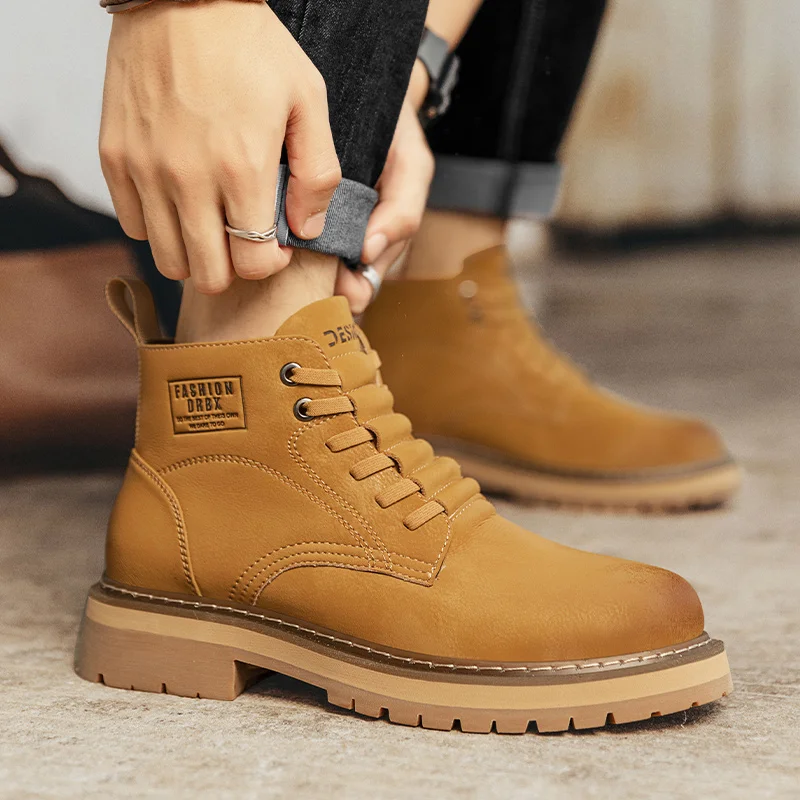 

Men's Chukka Boots Waterproof Leather Casual Lace Up Ankle Oxford Boots Daily Dress Shoes For Men
