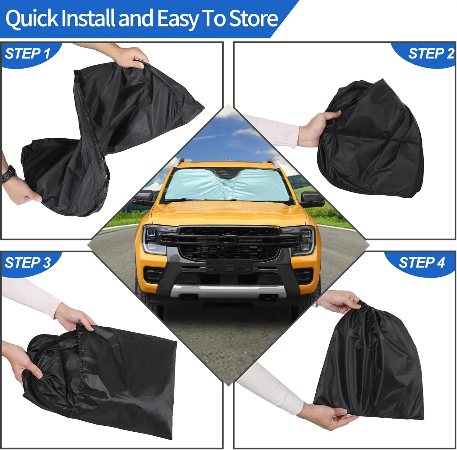 JITEM Auto Parasole Parabrezza per Ford Ranger T9 XL XLT 2023 2024 2025, Pieghevole Protezione UV Parasole Parabrezza Anteriore Anteriore Copertura Isolamento Termico Interno Accessori, F/167 * 95