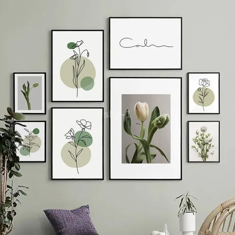 

Tulip Rose Canvas Wall Art with Quotes Nordic Style Floral Posters for Living Room Decor