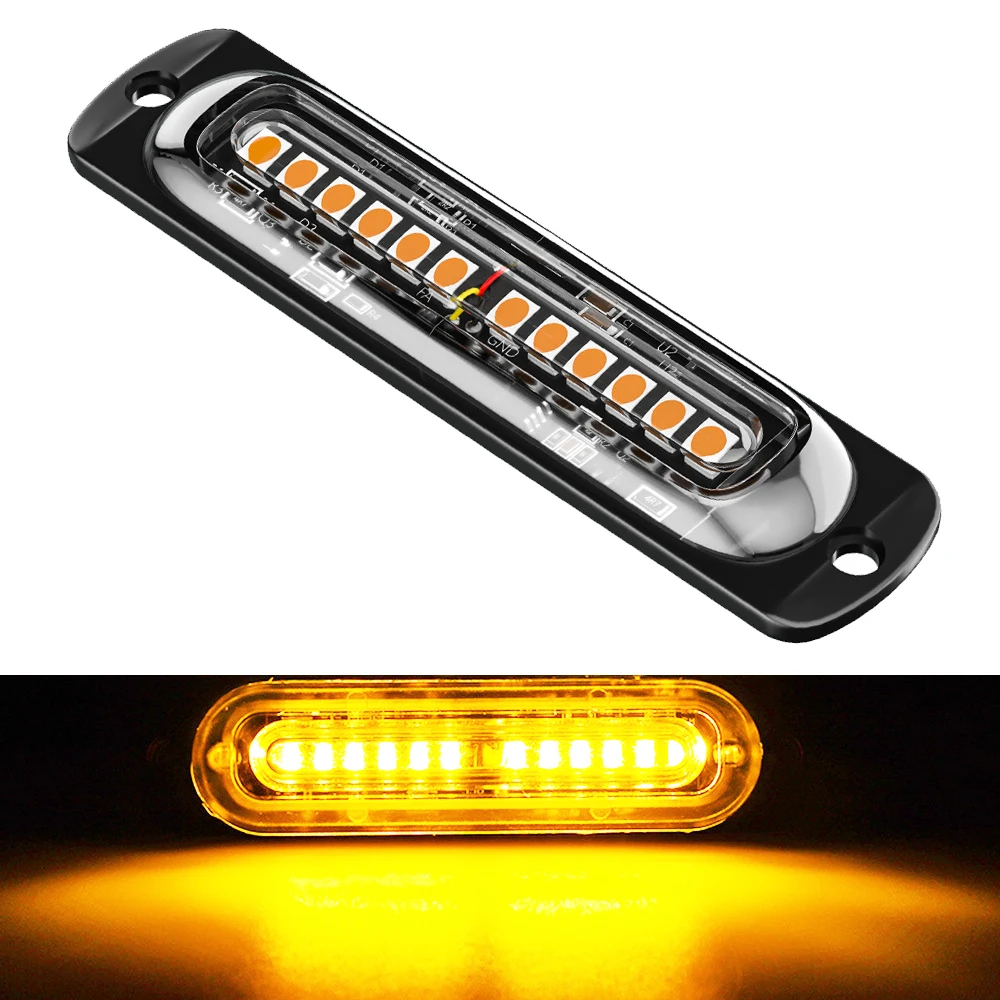 1pcs Led Strobe Warning Lights Constant Light Grille Flashing Traffic