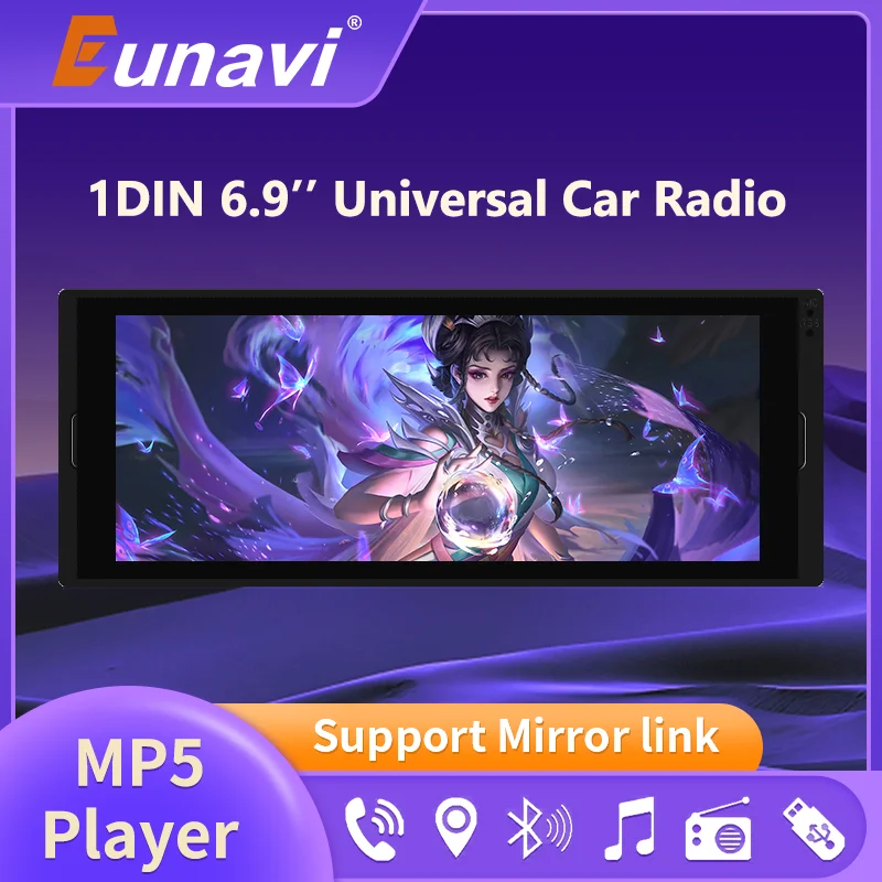 Eunavi 6.9'' HD 1DIN Touch Screen Car Player Android Multimedia GPS WIFI Bluetooth Audio FM Autoradio |