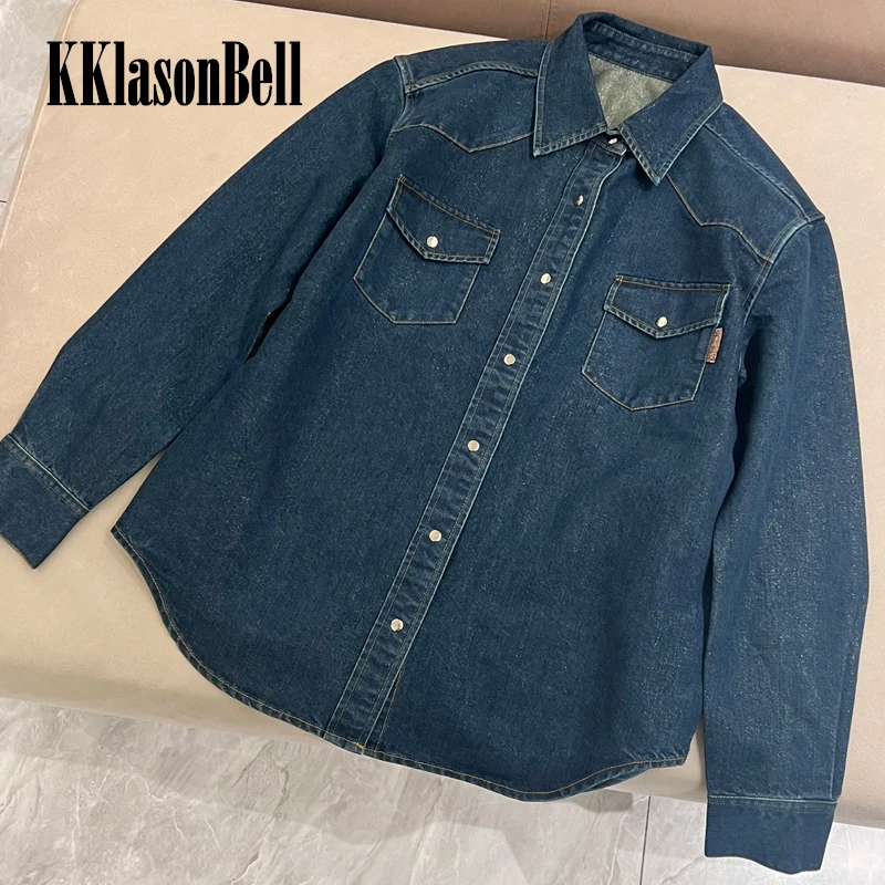 

11.1 KKlasonBell Elegant Vintage Single Breasted Denim Blouse Women