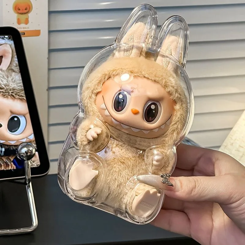 ポータブル透明ラブブプロテクターケース、キーホルダー付きドール