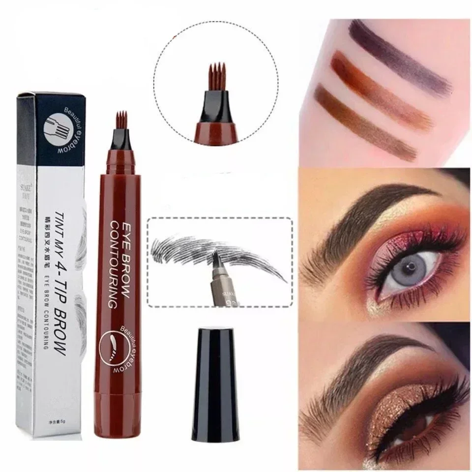 4 Point Eyebrow Pencil 4 Prong Tip Eyebrow Pen 4 Fork Eyebrow Pencil Waterproof Liquid Eyebrow Pencil Long Lasting Like Real 5