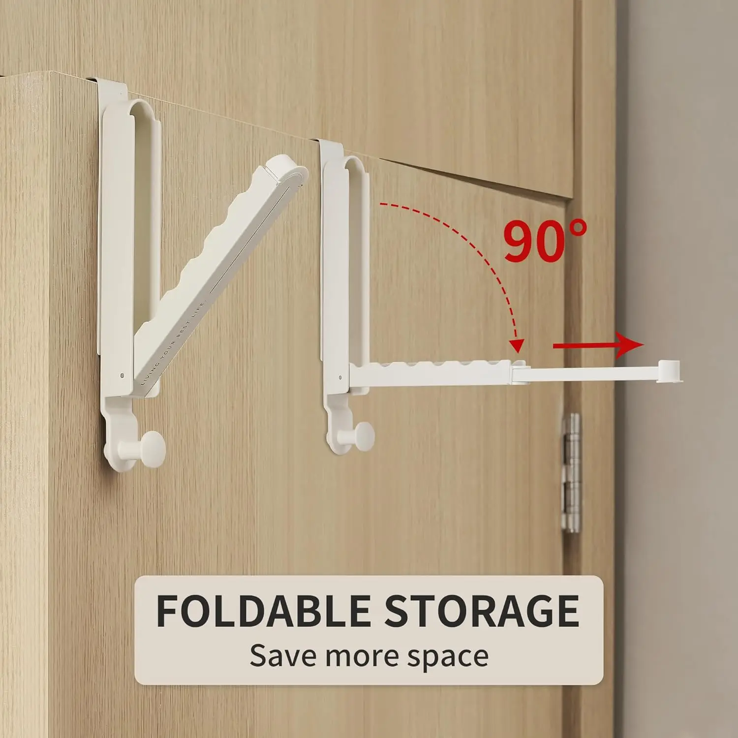 Foldable Over The Door Hook Hanger with Retractable Rod Aluminum Alloy Laundry Drying Rack for Clothes Towels Hat Bag Key Holder