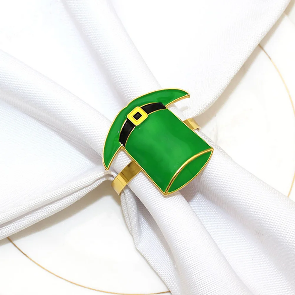 

6 Pcs Lucky Hats Stpatricks Day Table Decoration Alloy Patrick's Napkin Buckles