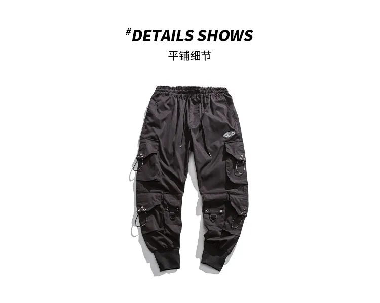 Black Cargo Pants Men Joggers Hip Hop 