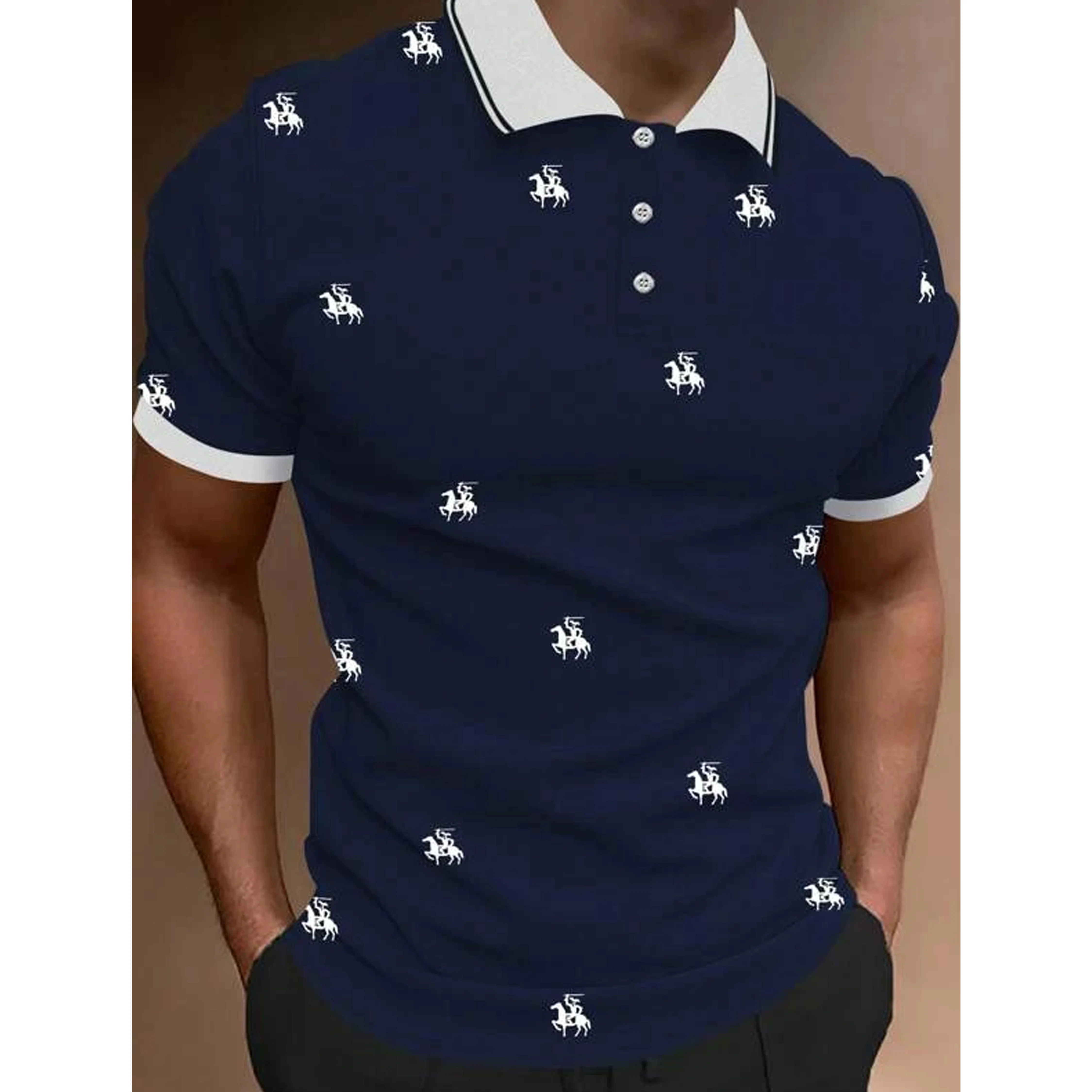 

Men Personality Business Casual Short Sleeve Print Polo Shirt , Men Summer Trending Oversize Polo Shirt Tops .