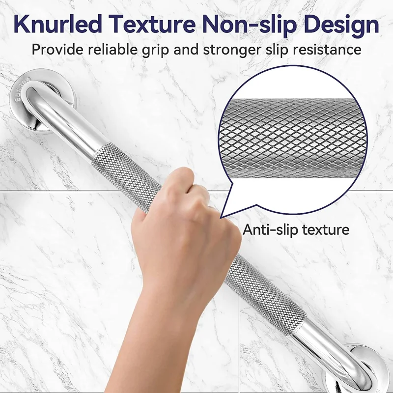 Description Picture 6 of itemBathroom Tub Toilet Handrail Grab Embossed Stainless Steel 400/500Mm Anti Slip Shower Safety Support Handle Towel Rack