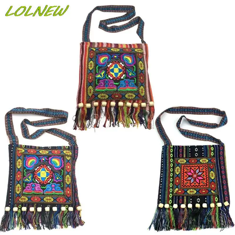 Ladies Shoulder Bag Vintage Hmong Tribal Ethnic Thai Indian Boho Embroidery Tapestry Tote Messenger