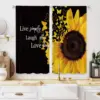 Sunflower Kitchen Curtains Motivational Floral Quote for Women Butterfly Flower  Art Printed Small Bedroom Window Drapes Fabric 1
