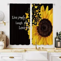 Sunflower Kitchen Curtains Motivational Floral Quote for Women Butterfly Flower  Art Printed Small Bedroom Window Drapes Fabric 1