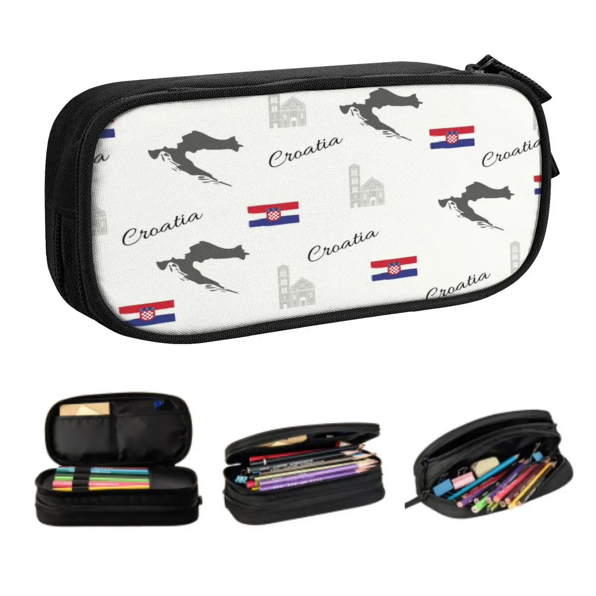 

Пенал с флагом хорватской карты на заказ, милые вместительные хорватские чехлы для мальчиков и девочек, Школьные Аксессуары